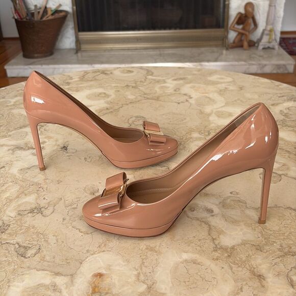 Salvatore Ferragamo Osimo Patent Leather Vara Bow High-Heel Pumps Ballerina Pink - Picture 10 of 16